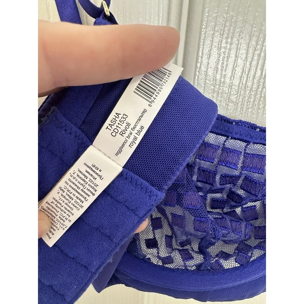Incanto Italy Women Bra Soft Cup Lace Satin Underwire Rivoli Royal Blue 75C -34C